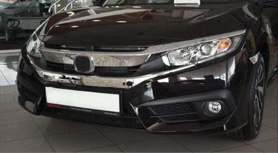 Honda Civic FC5 Makyajsız Ön Sis Farı Krom Çerçeve ve Kaş Seti (4 Parça)