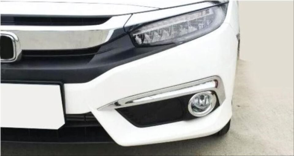 Honda Civic FC5 Makyajsız Ön Sis Farı Krom Çerçeve ve Kaş Seti (4 Parça)
