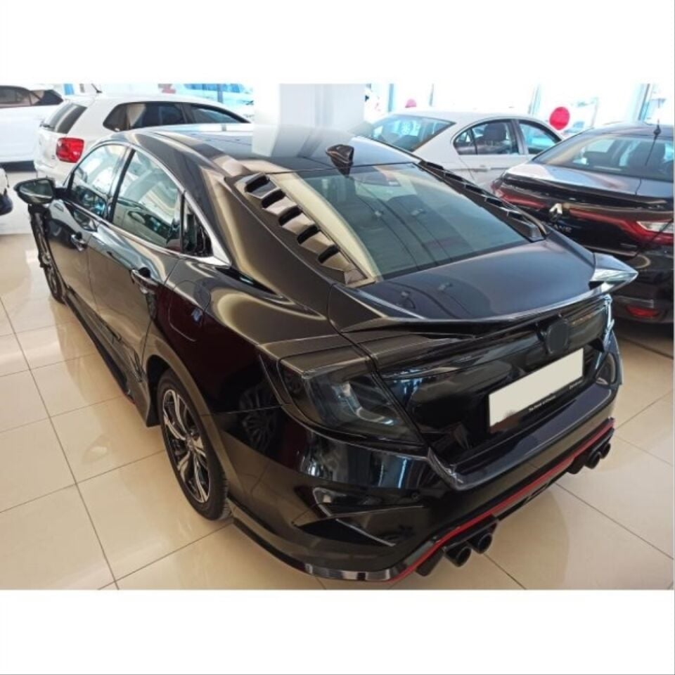 Honda Civic FC5 Arka Cam Üstü Spoiler Seti Piano Black (2 Parça)