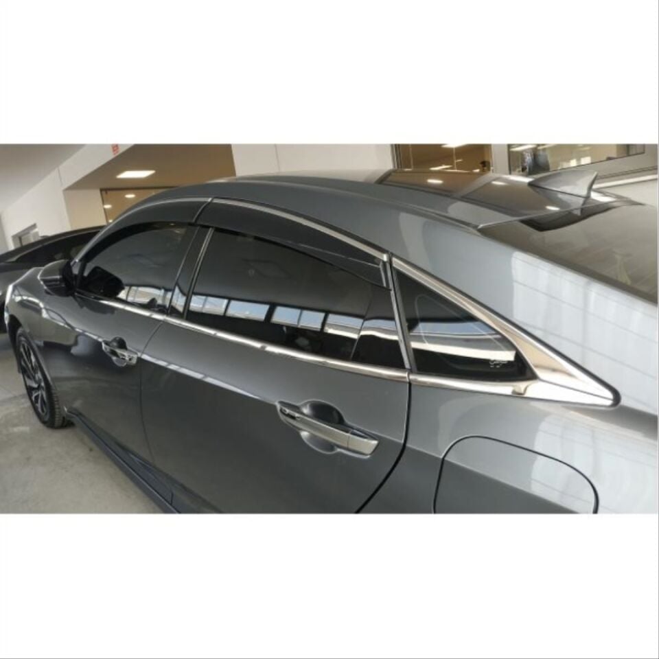Honda Civic FC5 Paslanmaz Çelik Krom Cam Çıta Seti (Tam Tur)