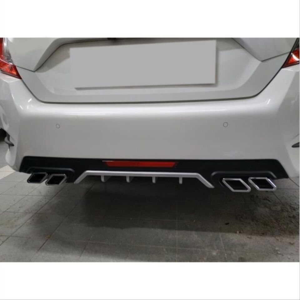 Honda Civic FC5 Sedan Kare Çıkışlı Arka Tampon Difüzörü Gümüş
