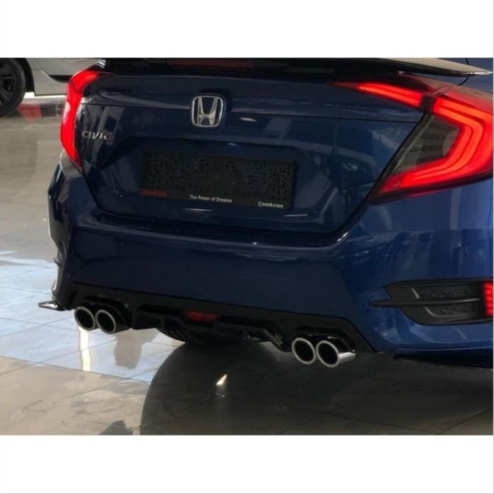 Honda Civic FC5 Sedan 4 Çıkışlı Arka Tampon Difüzörü Piano Black