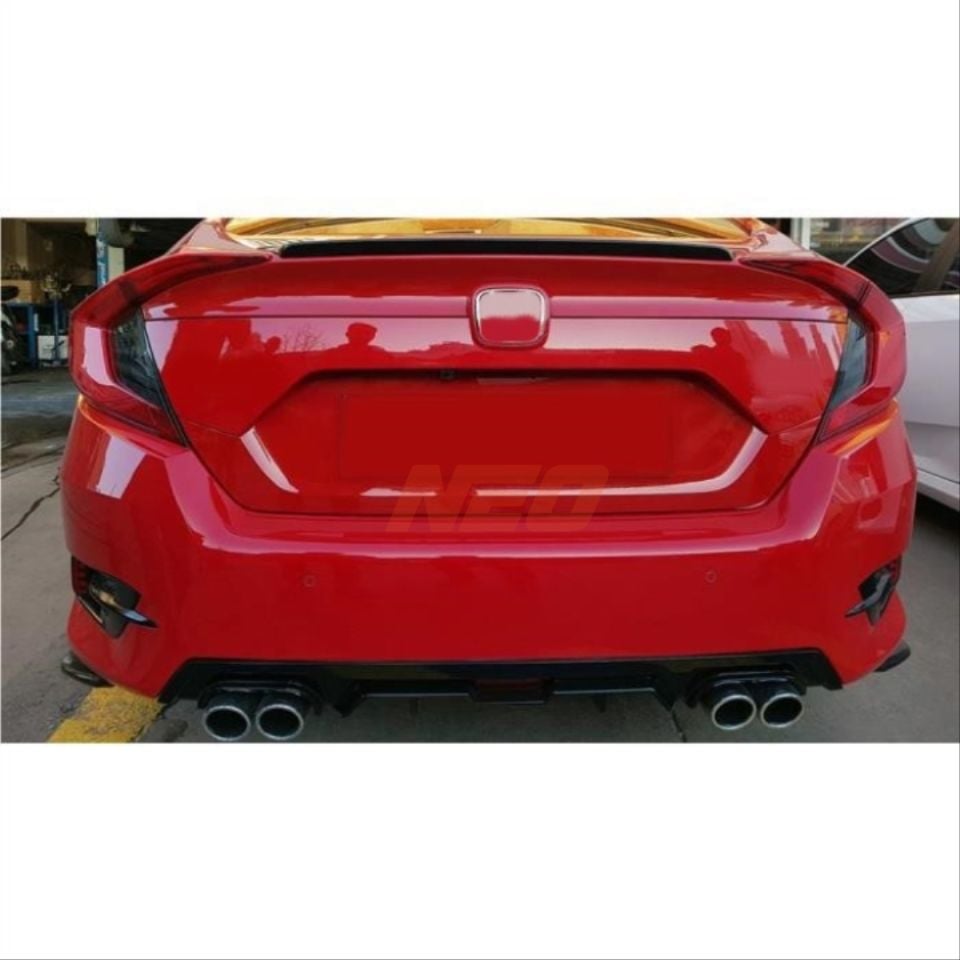 Honda Civic FC5 Sedan 4 Çıkışlı Arka Tampon Difüzörü Piano Black