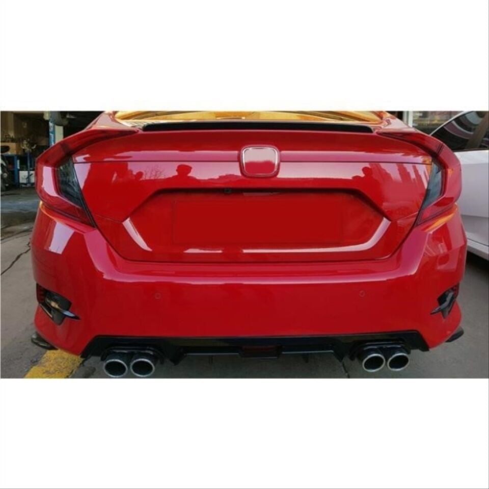 Honda Civic FC5 Sedan 4 Çıkışlı Arka Tampon Difüzörü Piano Black