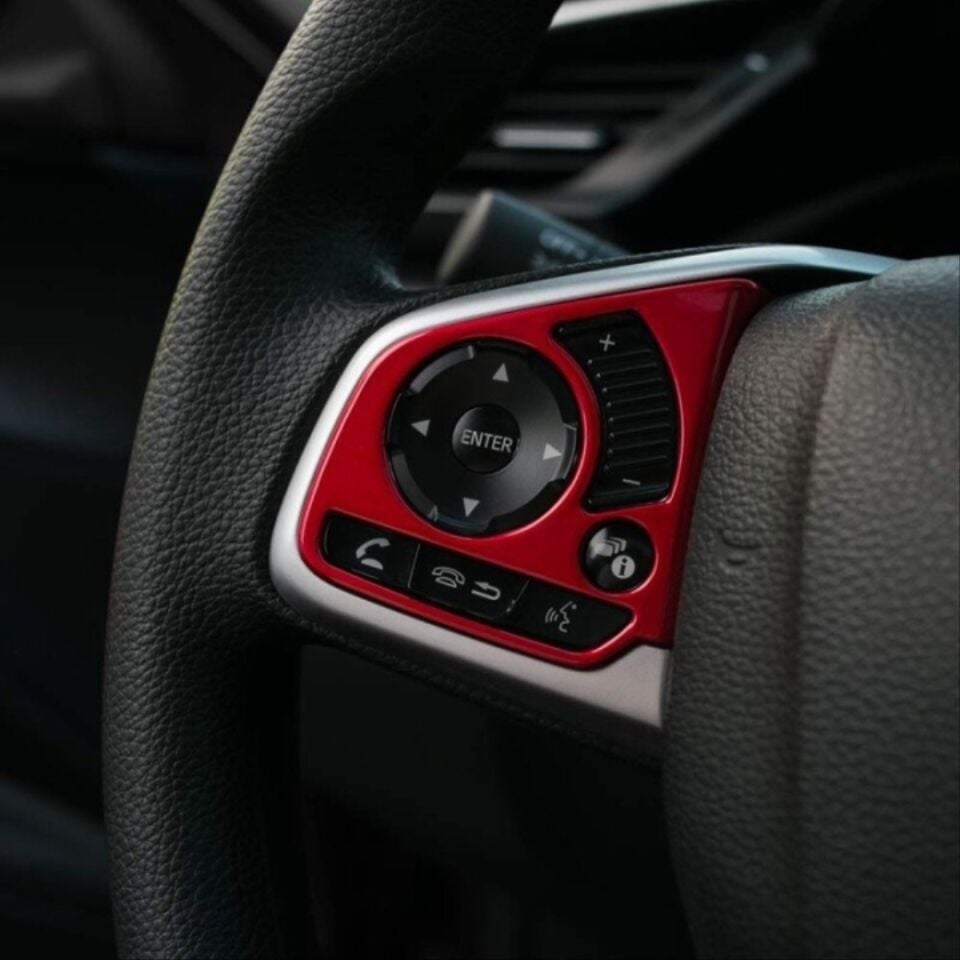 Honda Civic FC5/FK7 Direksiyon Çerçeve Kaplama Seti Kırmızı (2 Parça)