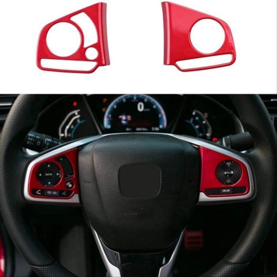 Honda Civic FC5/FK7 Direksiyon Çerçeve Kaplama Seti Kırmızı (2 Parça)