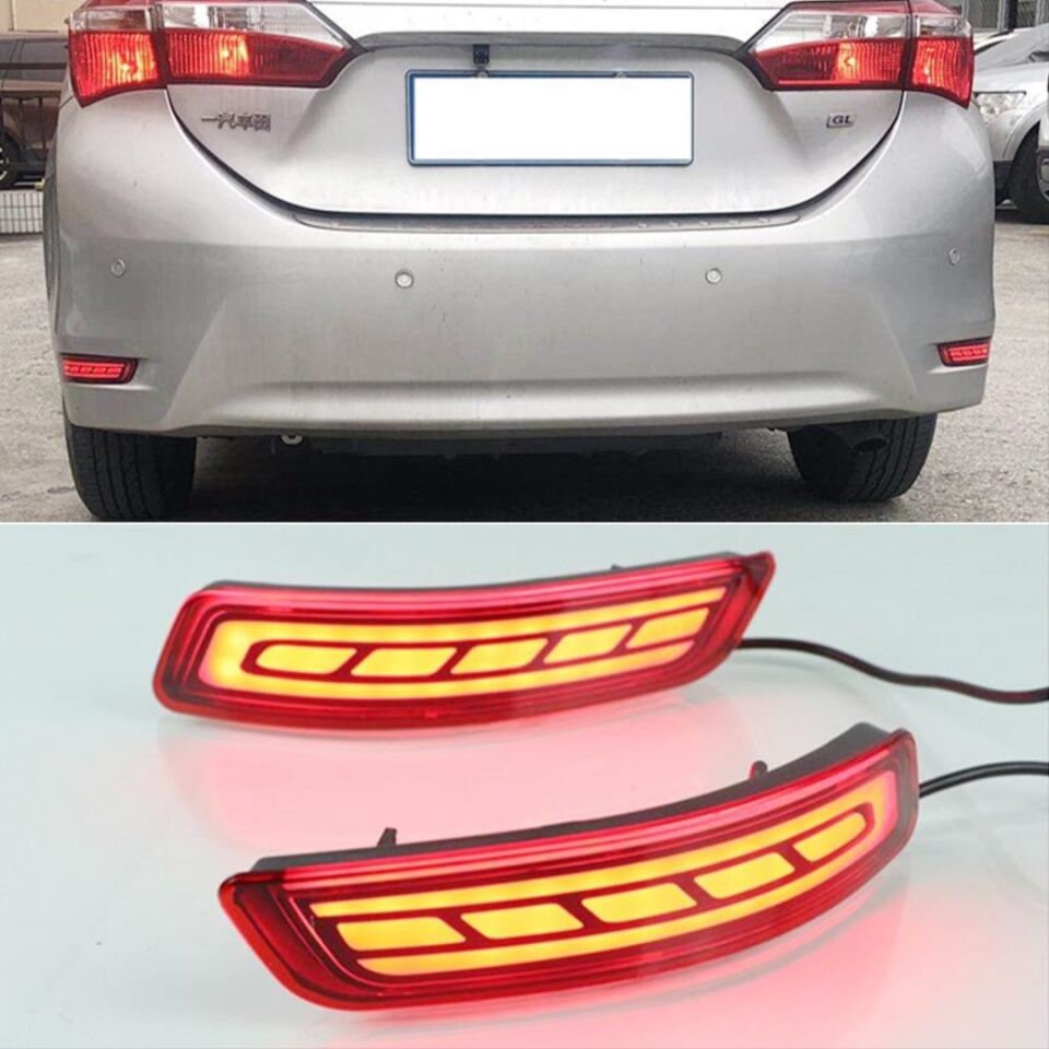 Toyota Corolla (14-16) LED Bar Kayar Sinyalli Reflektör Kırmızı
