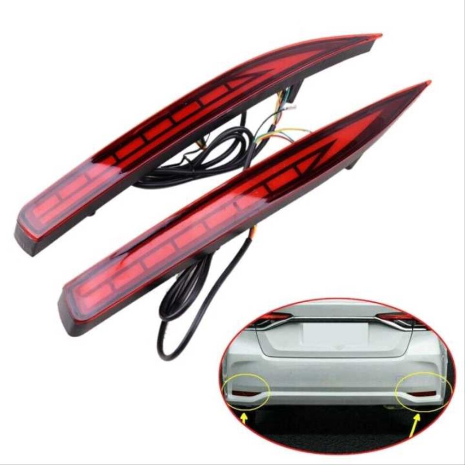 Toyota Corolla (2019+) Kayar Sinyalli LED Arka Tampon Reflektörü Kırmızı