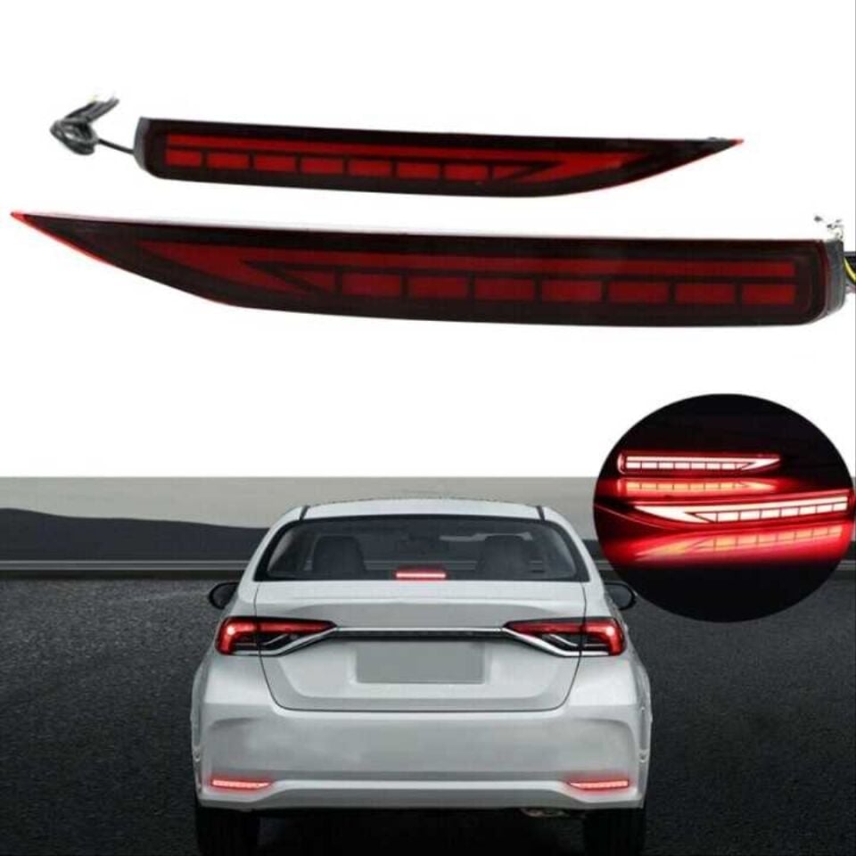 Toyota Corolla (2019+) Kayar Sinyalli LED Arka Tampon Reflektörü Kırmızı