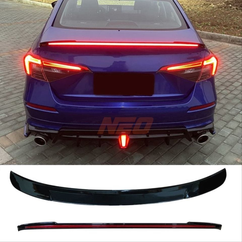 Honda Civic FE1 Sedan LED Fren Lambalı Bagaj Spoyleri Piano Black