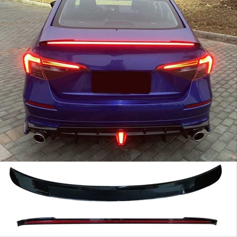 Honda Civic FE1 Sedan LED Fren Lambalı Bagaj Spoyleri Piano Black