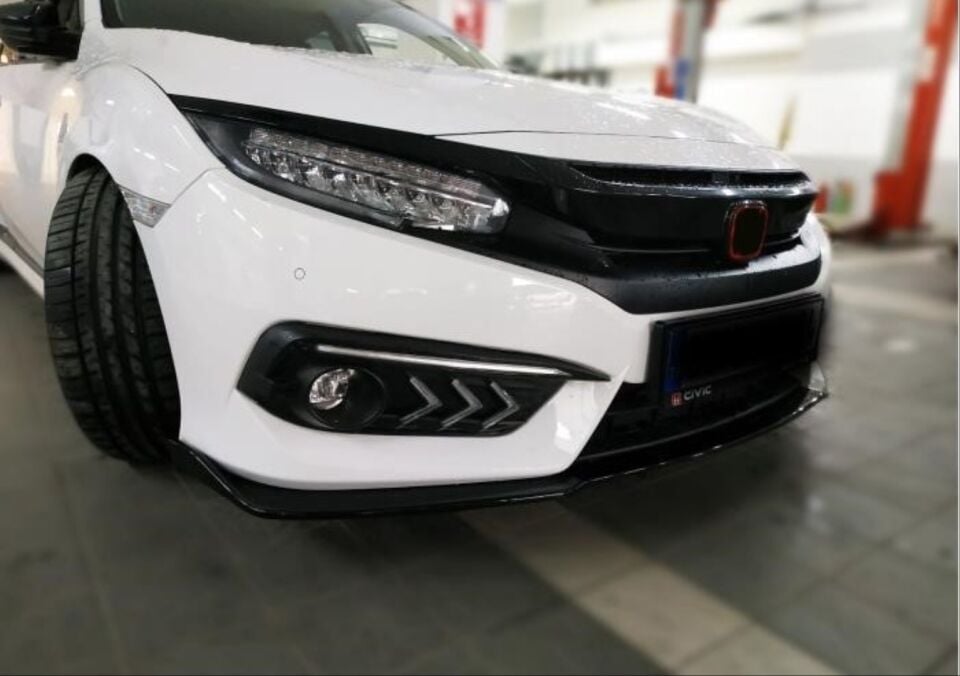 Honda Civic FC5 Dizayn B Tek Parça Ön Tampon Eki (Boyasız)