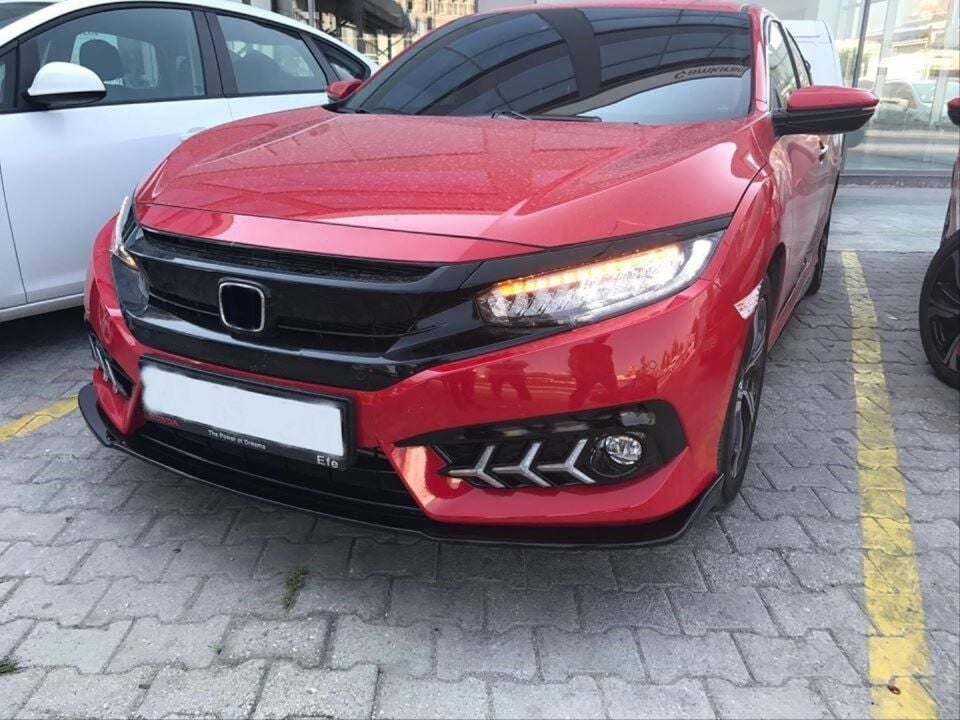 Honda Civic FC5 Dizayn B Tek Parça Ön Tampon Eki (Boyasız)