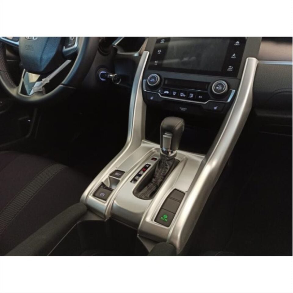Honda Civic FC5/FK7 2016-2021 Fırçalanmış Gümüş Vites Konsol Kaplama Seti